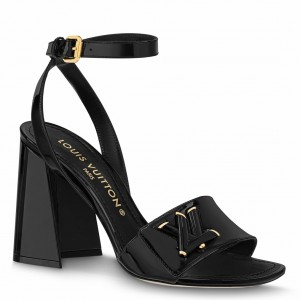 Louis Vuitton Shake Sandals 95mm in Black Patent Calfskin