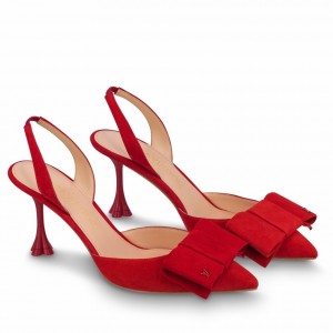 Louis Vuitton Blossom Slingback Pumps 75mm in Red Suede Leather