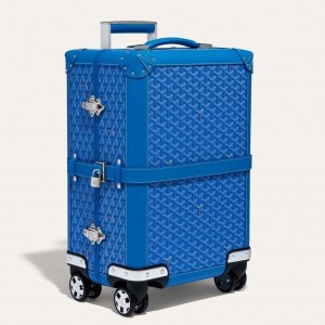 Goyard Bourget PM Trolley Case in Blue Goyardine Canvas