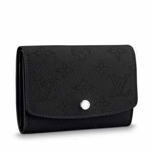 Louis Vuitton Iris Compact Wallet in Black Mahina Leather M62540