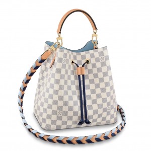 Louis Vuitton NeoNoe MM Bag in Damier Azur with Braided Strap N50042
