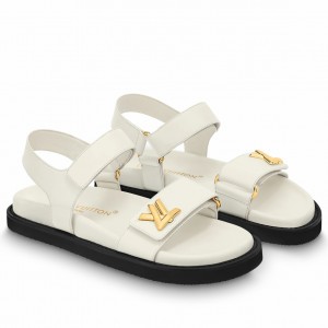 Louis Vuitton LV Sunset Comfort Flat Sandals in White Leather