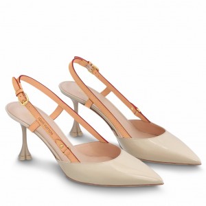 Louis Vuitton Blossom Slingback Pumps 75mm in Cream Patent Leather
