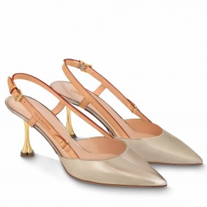 Louis Vuitton Blossom Slingback Pumps 75mm in Gold Leather