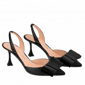 Louis Vuitton Blossom Slingback Pumps 75mm with Black Patent Bow