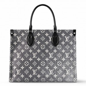Louis Vuitton OnTheGo MM Bag in Grey Monogram Denim M46448
