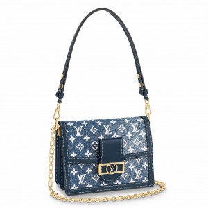 Louis Vuitton Dauphine MM Bag in Blue Monogram Denim M59631